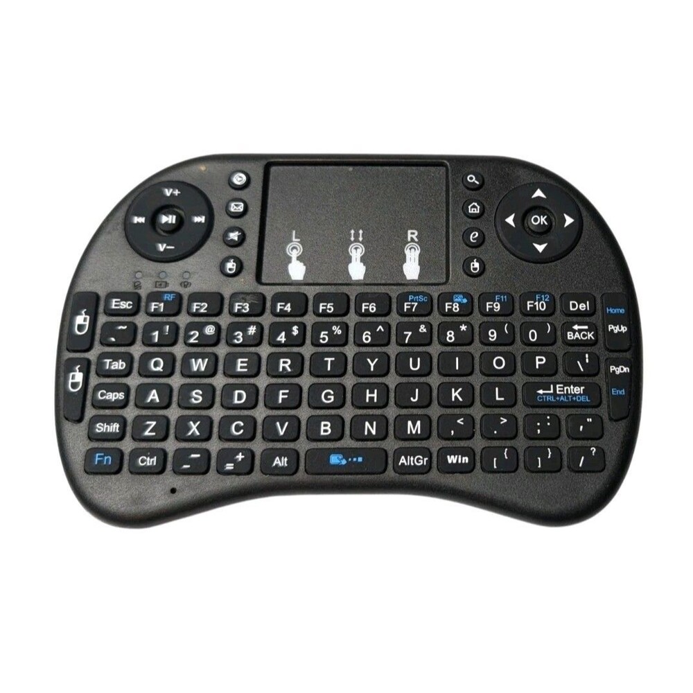 Mini Wireless Keyboard Remote with Touchpad Mouse Black Handheld QWERTY i8 Form